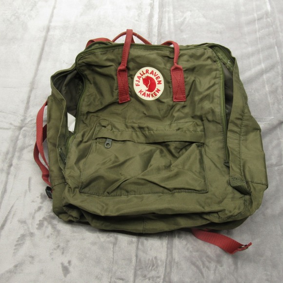 Fjallraven Handbags - Fjallraven Kanken Backpack Green Red Straps Rugged‎ Water Resistant Multi Pocket